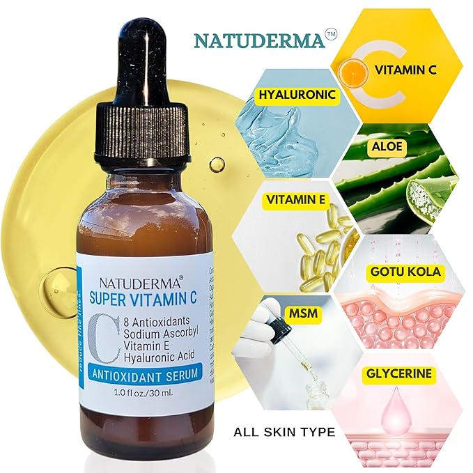 Hydrodermabrasion Solutions Set | Brightening Rejuvenating Serum for Hydro Dermabrasion Machine and Oxygen Facial, Bright-Renew of 16oz | and Super Vitamin C Serum of 1oz by Natuderma