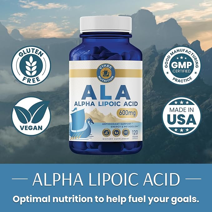 Alpha Lipoic Acid 600mg – Advanced Antioxidant Support | Cellular Energy, Metabolic Function & Longevity | Vegan, Clean Formula | 3rd Party Tested