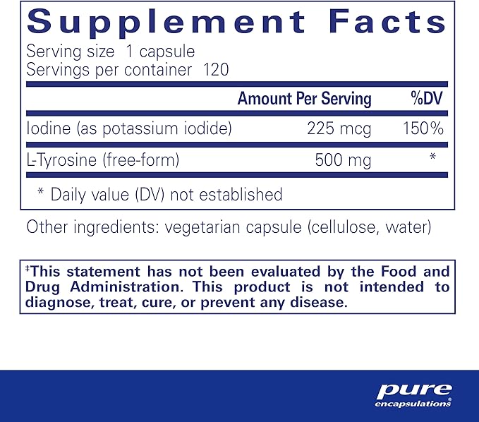 Pure Encapsulations Iodine and Tyrosine | Hypoallergenic Supplement for Enhanced Thyroid Support | 120 Capsules