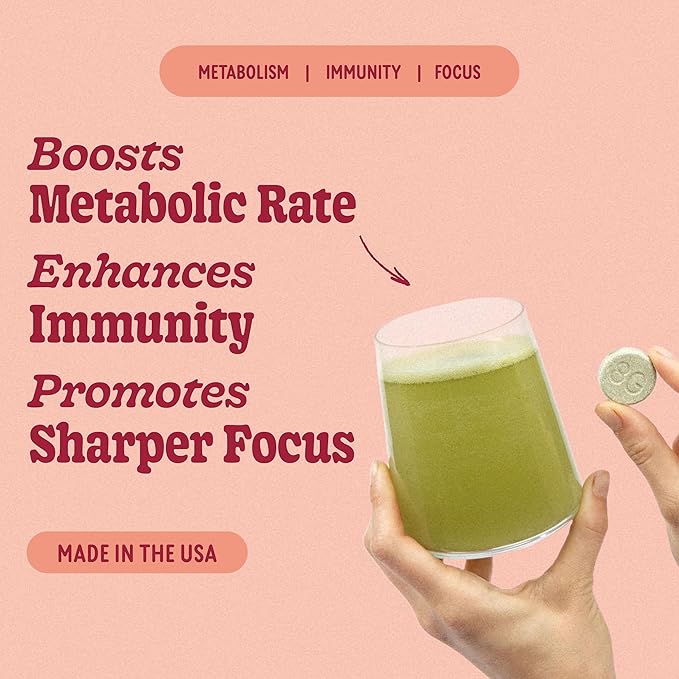 8Greens Supergreens Tablets | Super Greens Powder Superfood Tablet, Metabolism Immunity & Focus, Daily Greens Effervescent Tablets, Organic: Aloe Vera, Spirulina, Chlorella, Peach, 30 Servings