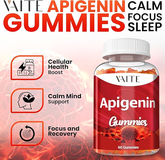 Apigenin Supplement 150mg - Chamomile Extract Vegan Gummies with Flavonoids, Bioflavonoids & Polyphenols - Plant-Based Relaxation Support - Liposomal Calm Formula - Non-GMO Herbal Mood Balance