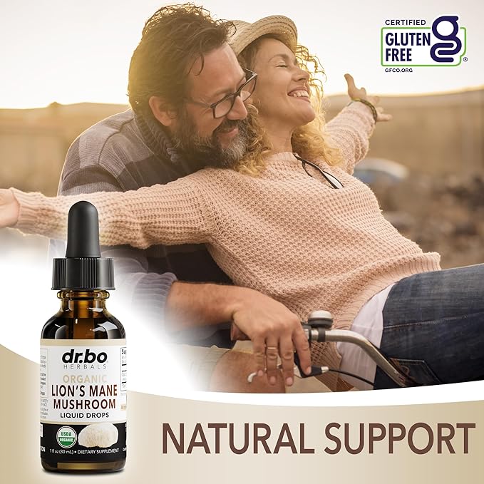 Lions Mane Mushroom Supplement Drops - Organic Lion's Mane Mushroom Liquid Tincture for Focus, Fog Brain Health Supplements - Vegan Herbal Nervine Nootropic Organic Lions Liquid Supplement Extract 1oz