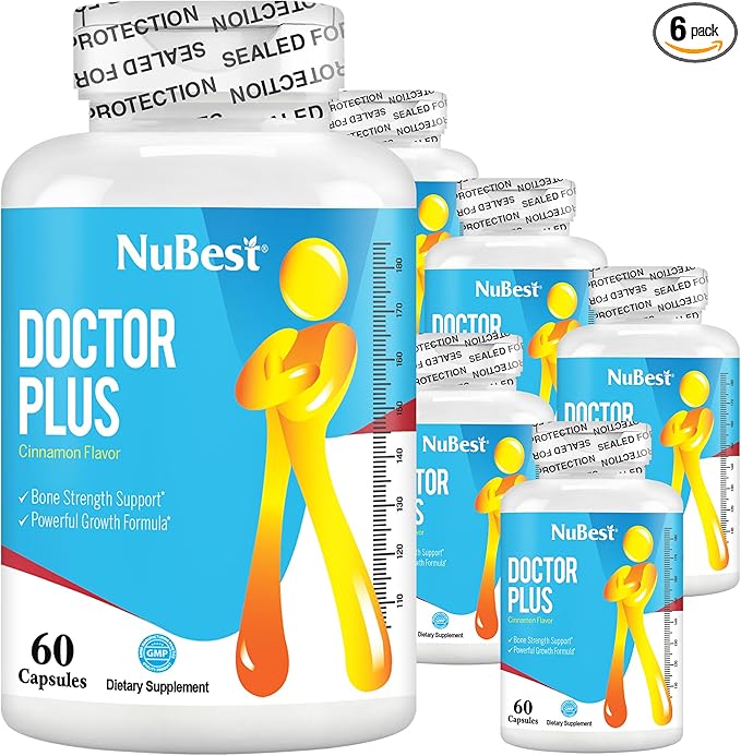 NuBest Doctor Plus - Bone Health Formula - Supports Bone Strength, Overall Growth Pills with Calcium, Vitamins D3, Vitamin K2 (MK7) - Immunity and Overall Health for Children (10+) and Teens - 6 Pack