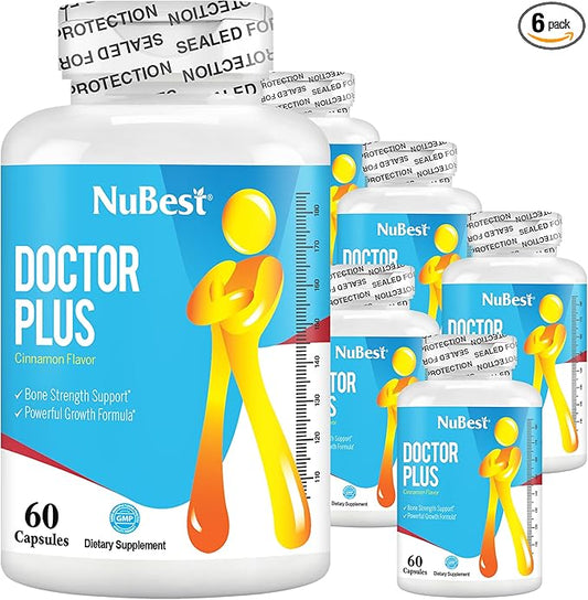 NuBest Doctor Plus - Bone Health Formula - Supports Bone Strength, Overall Growth Pills with Calcium, Vitamins D3, Vitamin K2 (MK7) - Immunity and Overall Health for Children (10+) and Teens - 6 Pack