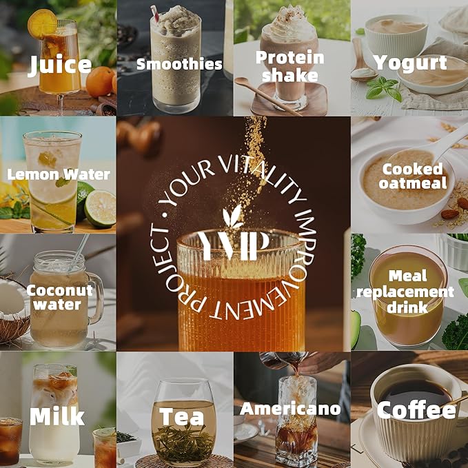 YVIP Green Coffee Bean Extract Powder 3g - Rich of Chlorogenic Acid, Antioxidant-Rich, Lower Caffeine, Clean & Pure, with Polydextrose, Supports Digestion, Metabolism & Blood Sugar (10 Count)
