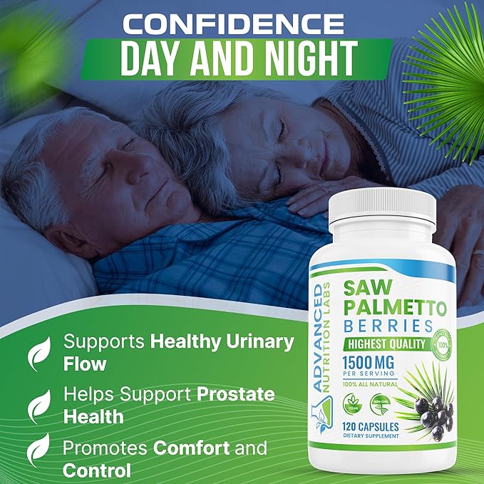 Saw Palmetto Berries & Extract - 1500 mg Saw Palmetto Supplement for Men & Women - DHT Blocker for Hair Growth, Prostate Support & Urinary Health - 120 Vegan Capsules