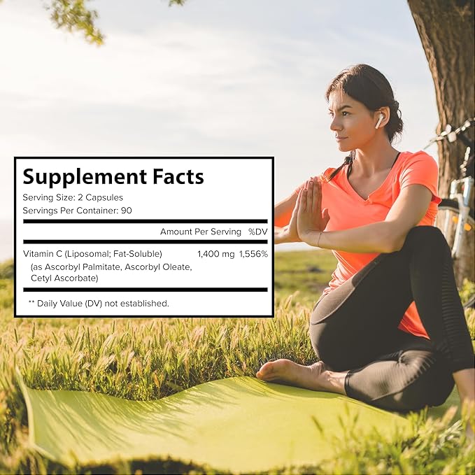 Liposomal Vitamin C Dietary Supplement, Capsules Non GMO, Soy Free, Gluten Free