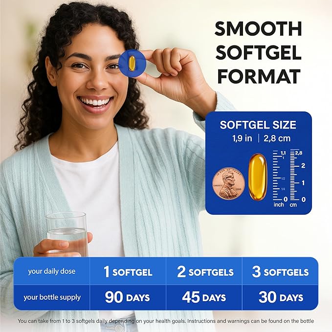 Omega 3 Fish Oil 3600 mg - Omega 3 Supplement | EPA & DHA - Heavy Metals Free - Heart, Brain & Joint Support - Purified Fish Oil for Men & Women - Burpless, Lemon Flavored - Made in USA, 120 Softgels