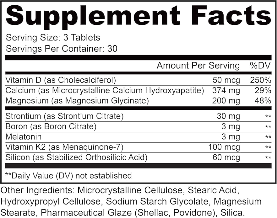 LIVELY VITAMIN CO. Osteo Awesome - Stronger Bones, Joints & Teeth - Better Bone Density - Calcium, D3, Magnesium, Boron, Silicon, Strontium, Vitamin K2, Melatonin - 90 Vegetable Capsules