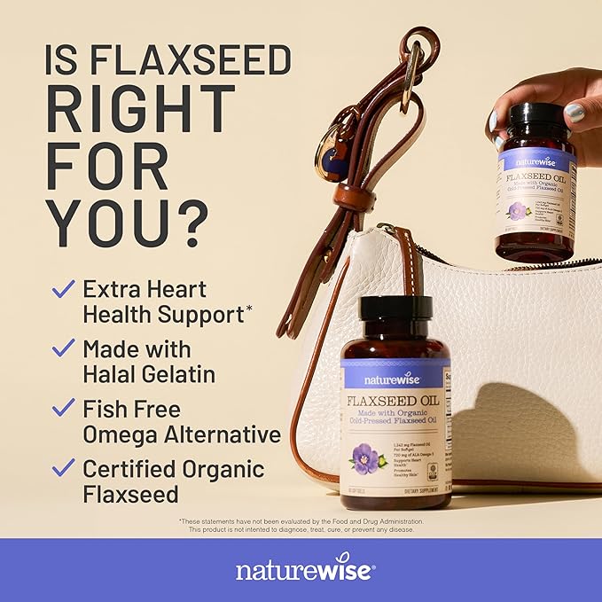 NatureWise Flaxseed Oil 1,242 mg, Fish Free Omega 3 6 9 with 720mg ALA, Dietary Supplement for Heart Health Support - Organic, Cold Pressed, Non-GMO - 240 Softgels[8-Month Supply]