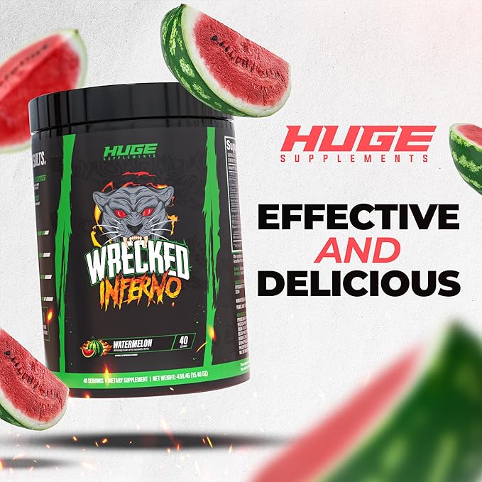 Wrecked Inferno - Thermogenic Pre Workout For Men & Women, Increase Energy, Boost Thermogenesis & Metabolism, Enhance Exercise Performance - Contains L-Citrulline, L-Carnitine, Beta-Alanine & More