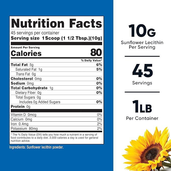 Nutricost Sunflower Lecithin (1 Pound) - Natural Phosphatidylcholine, Vegan, Gluten-Free, GMO-Free