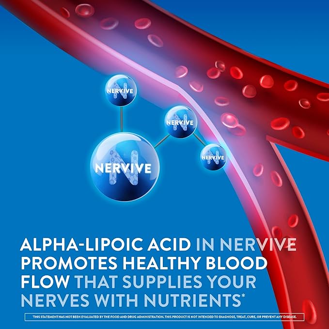 Nervive Nerve Relief, Reduces Occasional Nerve Discomfort in as Little as 7 Days, Stabbing/Pins and Needles, Burning in Hands and Feet*†, Alpha Lipoic Acid, B Vitamins, Turmeric, Ginger, 30 Tablets