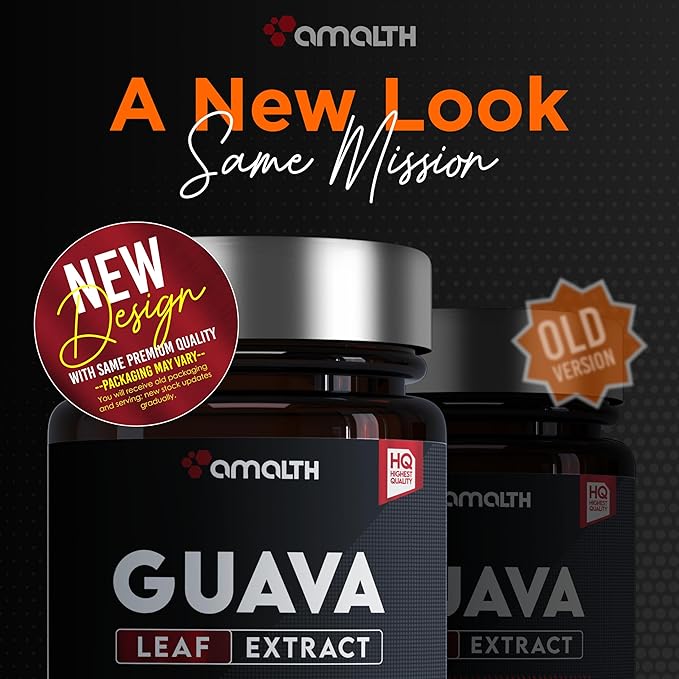 AMALTH Guava Leaf Extract with Piperine Supplement Capsules 1000 mg (120 Capsules) Non- GMO Gluten Free