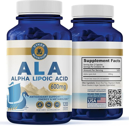 Alpha Lipoic Acid 600mg – Advanced Antioxidant Support | Cellular Energy, Metabolic Function & Longevity | Vegan, Clean Formula | 3rd Party Tested