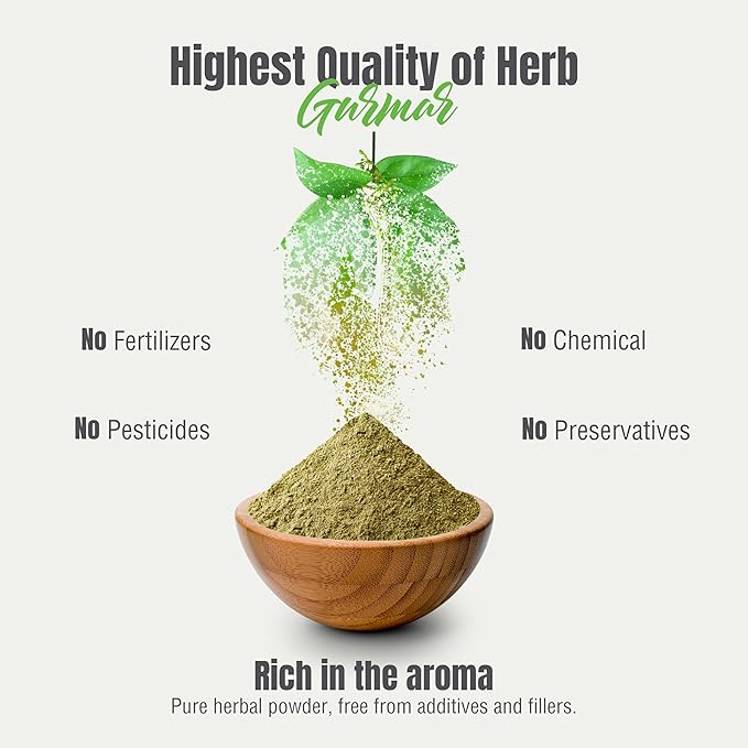 Gurmar Powder Leaves Powder Gymnema Sylvestre Support Healthy Sweet Level Non GMO, Organic, Vegan 230 GMS