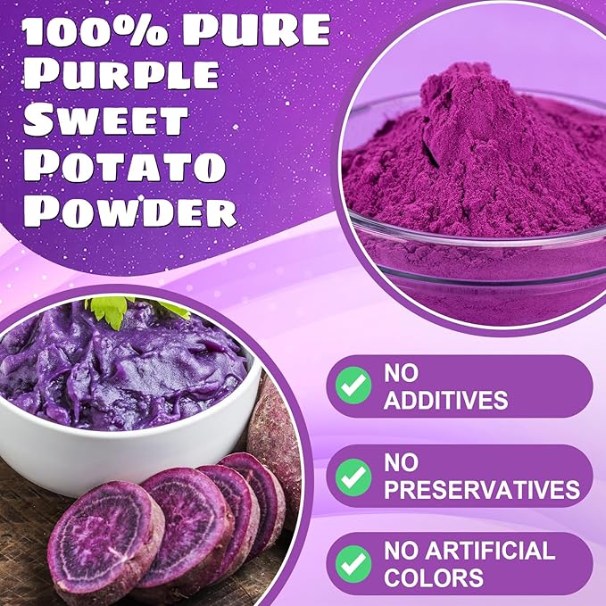 Purple Sweet Potato Powder - Kiigfood 5.3 oz/150g Pure Natural Premium Purple Food Coloring Powder for Smoothies, Baking, Juices, Pasta - Gluten-Free, No Additives, Vegan, Non-GMO