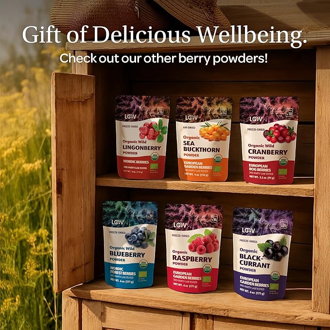 LOOV Organic Wild Blueberry Powder - 29-Day Supply, 6 Oz, Good for Smoothie & Breakfast, Freeze-Dried, from Northern Europe, No Added Sugar