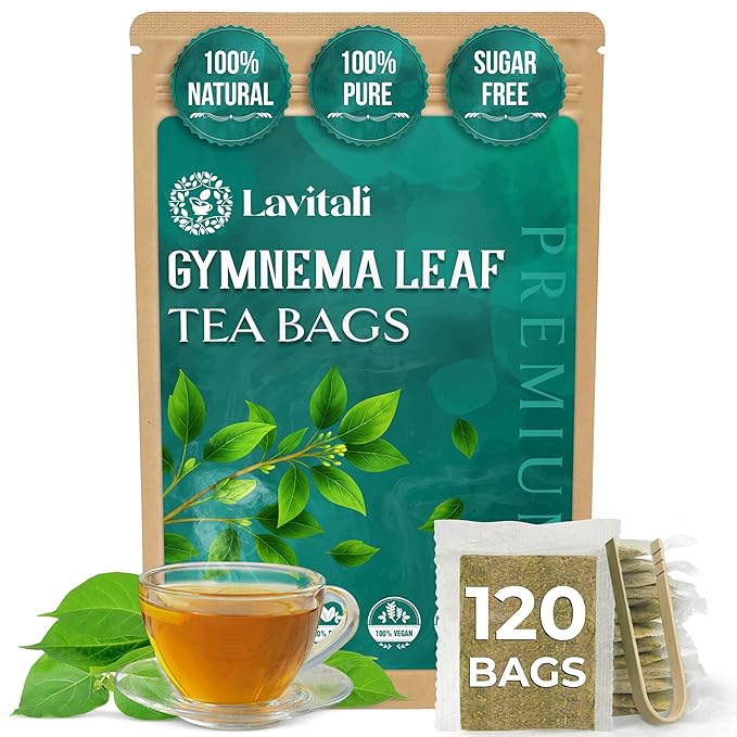 Lavitali, Gymnema Leaves Tea Bags | 120 bags, 100% Pure Herbal Tea | Caffeine-Free, Antioxidant-Rich, Eco-Friendly Filter Bag | Daily Natural Botanical, Hot or Iced Herbal Infusion