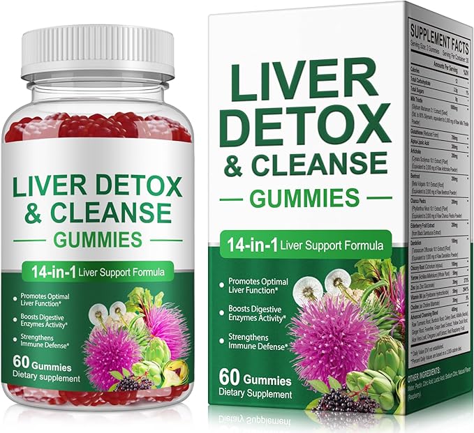 Gummy Milk Thistle, Liver Support Supplement, Immunity & Overall Health, for Your Liver Cleanse Detox & Repair, Promotes Optimal Liver Function, Glutathione, with Alpha Lipoic Acid, 60 Count
