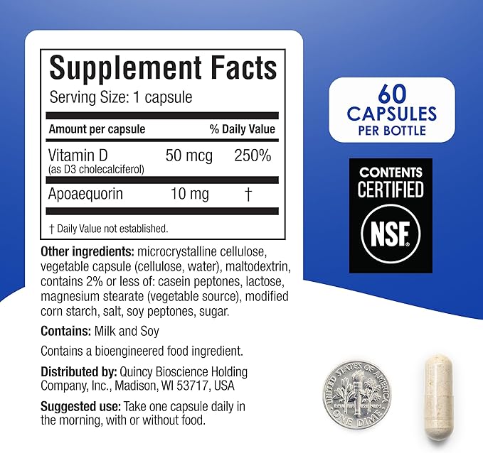 Prevagen Regular Strength - 60 Capsules (2 Month Supply) | Formulated for Your Brain | 10mg of Apoaequorin Plus Vitamin D3