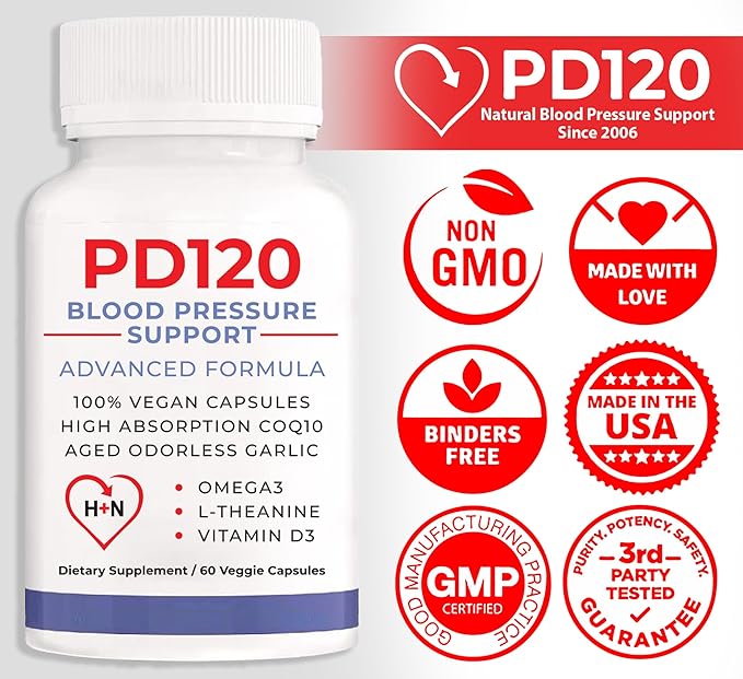 Blood Pressure Support Supplements, Black Garlic Extract with COQ10 - Blood Pressure Supplements, - 60 Capsules