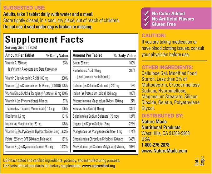 Nature Made Multivitamin For Women 50+ No Iron, Multivitamins for Women 50 Plus, Daily Nutritional Support, Nature Made Multi Vitamins, 90 Tablets, 90 Day Supply