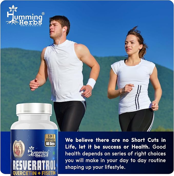 Resveratrol Supplement 1200mg – 5-in-1 Formula with Quercetin, Fisetin, Spermidine & Vitamin D3 – Cardiovascular & Wellness Support – 120 Capsules