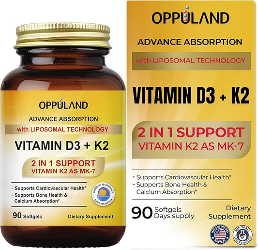 Vitamin D3 + K2 5000 IU - Liposomal Technology for Enhanced Absorption - MK-7 Vitamin K2 100mcg - Supports Bone & Calcium Metabolism - D3K2 Supplement for Men & Women - 90 Softgels