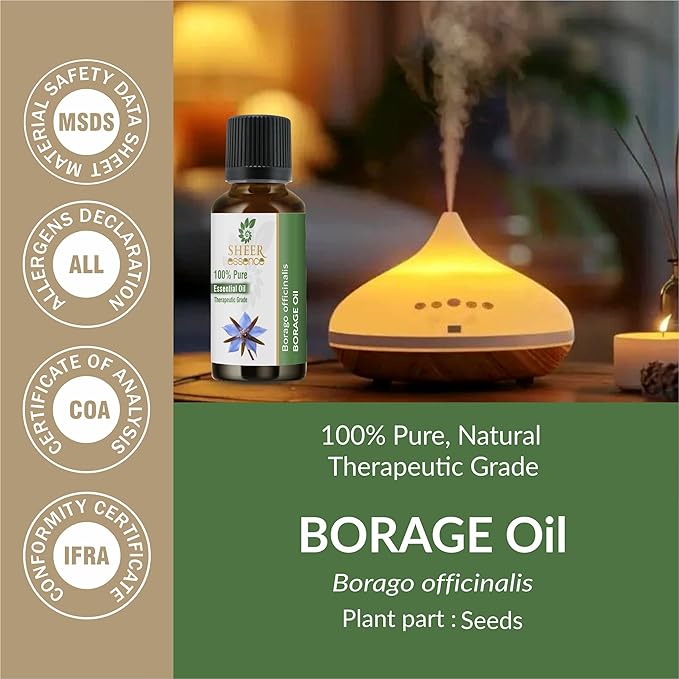 Borage Oil 100% Pure Undiluted Natural Uncut Therapeutic Grade Cold Pressed Carrier Oils for Skin, Hair and Aromatherapy 5000ML