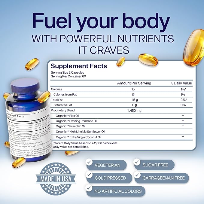 Plant Based Fish Oil Alternative YES Omega 3 & 6 Fatty Acid - Burpless - DHA, EPA, SDA - Cholesterol, Heart, Skin, Energy, Eyes, Immunity Support by YES (120 Gel caps)