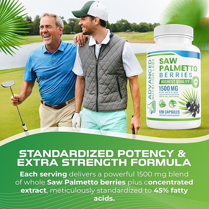 Saw Palmetto Berries & Extract - 1500 mg Saw Palmetto Supplement for Men & Women - DHT Blocker for Hair Growth, Prostate Support & Urinary Health - 120 Vegan Capsules