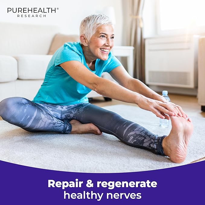 PUREHEALTH RESEARCH Nerve Regen Formula - with Alpha Lipoic Acid (ALA), Acetyl-L-Carnitine (ALC), Benfotiamine - Nerve Support Supplement for Healthy Circulation, Hands, Feet & Toes - 60 Capsules