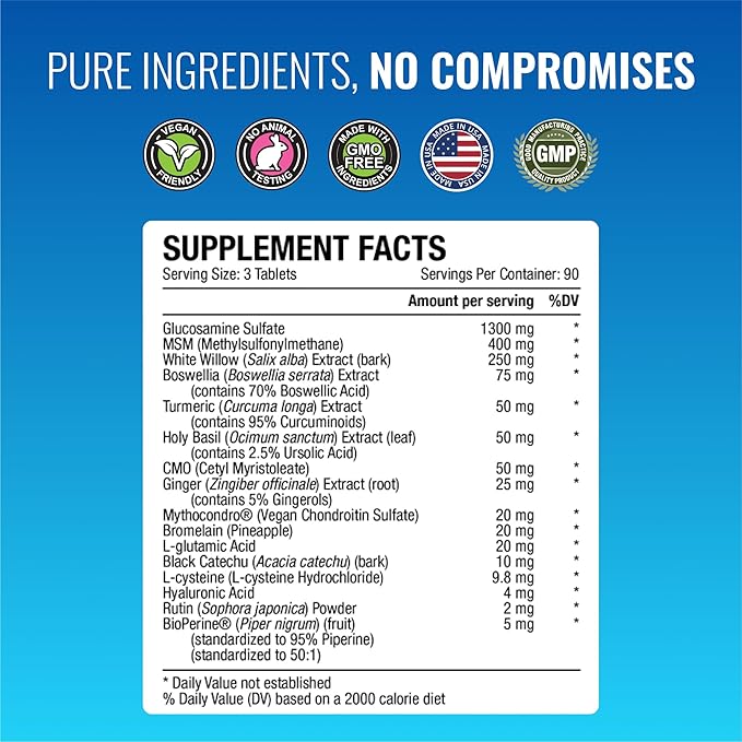 Approved Science Jointprin - Joint Support Supplement - Glucosamine, MSM, Chondroitin, Turmeric, Boswellia, BioPerine - 6 Month Supply