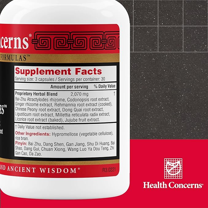 Health Concerns Eight Treasures – Menstrual Relief & Women's Health Supplement – Uterine Health, Fatigue, Irregular Cycles, Postpartum Recovery – Herbal Chinese Medicine – 90 Capsules