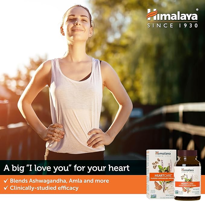 Himalaya HeartCare, 30 Day Supply - Herbal Heart Health Supplements with Ashwagandha and Amla - Vegan, Non-GMO, Gluten Free, 720 mg, 120 Capsules