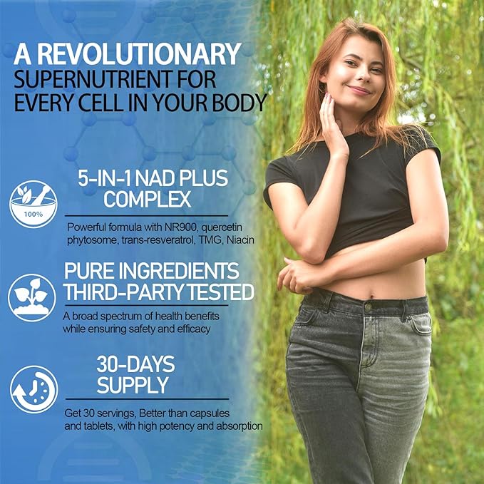 2 Pack NAD Supplement, Liposomal NAD Nicotinamide Riboside Resveratrol 900mg Quercetion, TMG, Vitamin B3, High Potency NAD+ Liquid Supplement for Cell Regenerator, Longevity, Energy