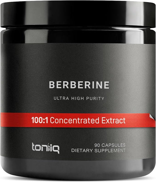 Toniiq Ultra High Strength Berberine HCl 500mg from The Himalayas - Berberine Supplement - 97% Tested Purity Extract - Wild Harvested - Concentrated Berberine 500mg Supplements -90 Veggie Capsules