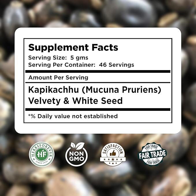 Mucuna Pruriens Seed Powder 2X Potency Extract (2:1) | Purple & Yellow Seeds Blend, Velvet Bean, Non-GMO, Vegan, 230g | Supports Energy, Vitality, and Overall Wellness