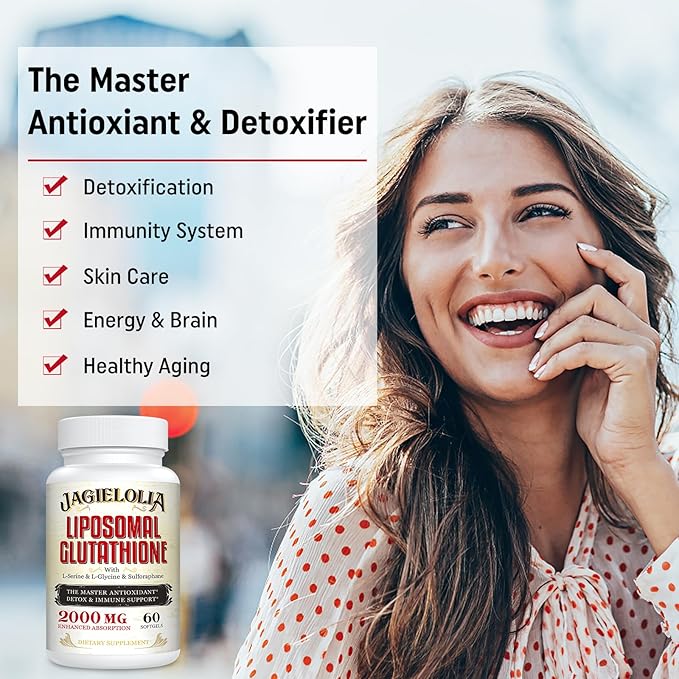 Liposomal Glutathione 2000 mg with L-Serine, L-Glycine & Sulforaphane – Active L-Glutathione Unique Formulation to Enhance Absorption - Master Antioxidant, Detoxifying & Immune | 60 Softgels