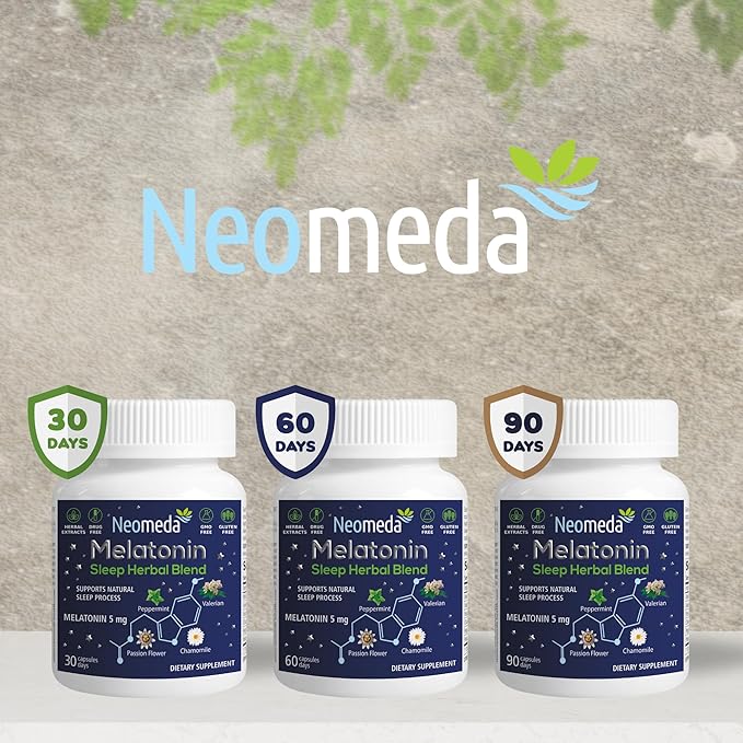 Melatonin Sleep Herbal Blend - Natural Sleep Support for Restful Nights with Melatonin 5mg & Calming Herbs - Drug-Free Dietary Supplement, 30 Capsules, 30-Day Supply