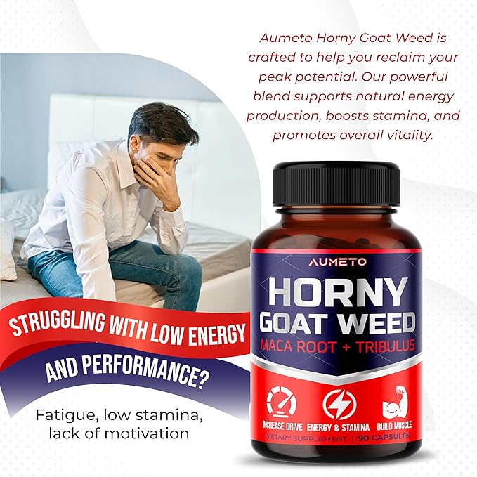Horny Goat Weed Supplement with L-Arginine Tribulus Terrestris Maca Root Tongkat Ali - Male Energy, Strength and Memory Support (90 Count (Pack of 1))