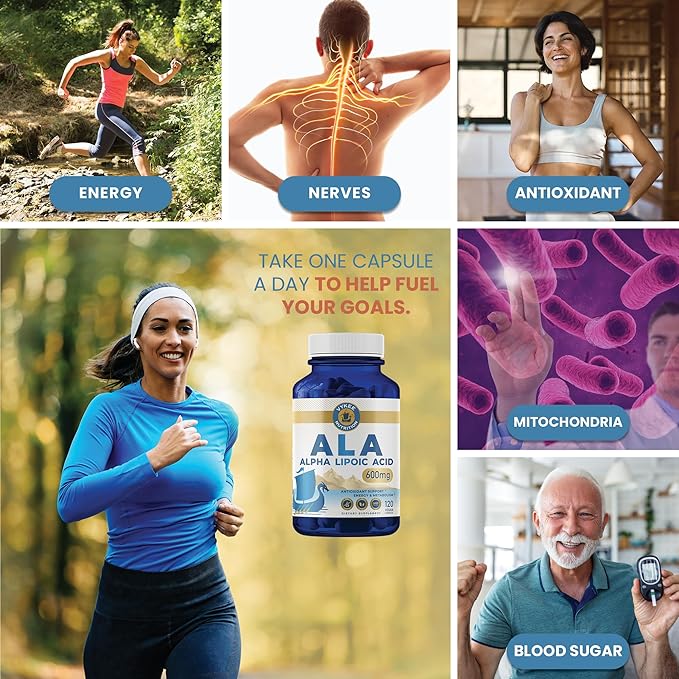 Alpha Lipoic Acid 600mg – Advanced Antioxidant Support | Cellular Energy, Metabolic Function & Longevity | Vegan, Clean Formula | 3rd Party Tested