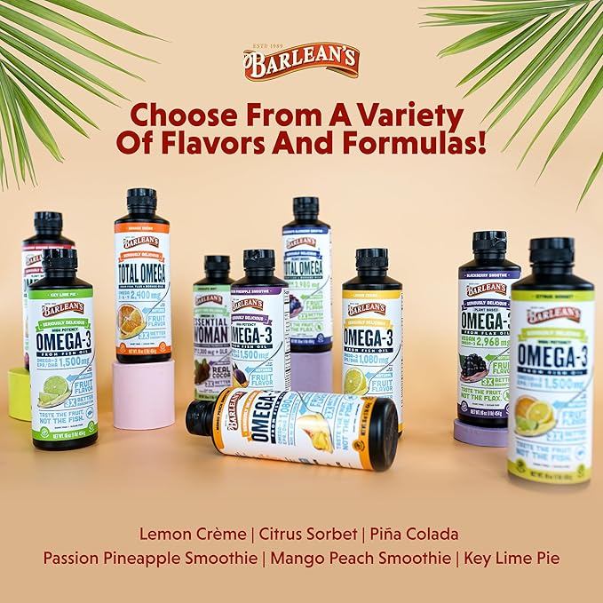 Barlean's Organic Oils Seriously Delicious Omega-3 High Potency Fish Oil, Key Lime Pie, 16 Fl Oz