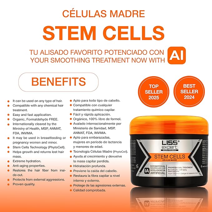 Liss Expert Stem Cells Smoothing Treatment 8.45 oz (ONE shoulder length app) and Magic AI Mask, 8.45 oz Set Hyaluronic Acid, Collagen, Argan Oil, Keratin and Stem Cells for after care SET (3, 8.45)