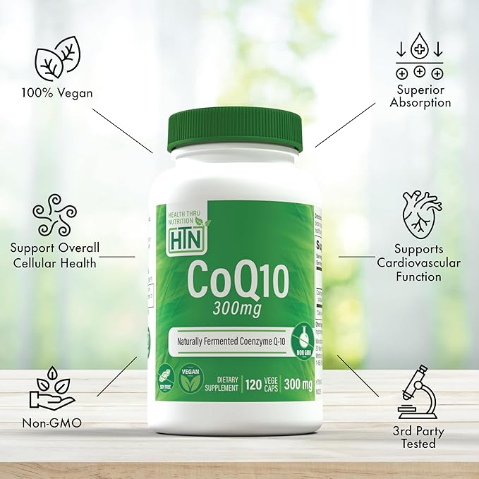 Health Thru Nutrition CoQ-10 300mg - 120 Capsules | High-Potency Ubiquinone Coenzyme Q10 | Supports Cellular Energy & Antioxidant Protection | Non-GMO, Soy-Free, Vegan, Gluten-Free