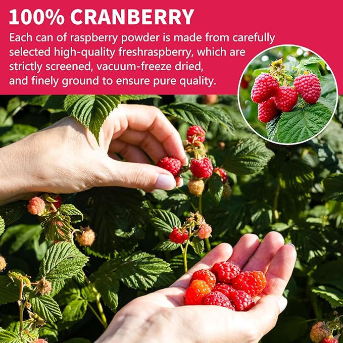 Raspberry Powder, Freeze Dried Raspberry Powder, Natural, No Sugar & Additives, 160G/5.64OZ, Freeze Dried Fruit Powde-r for Baking, Beverages, Smoothies, Yogurt