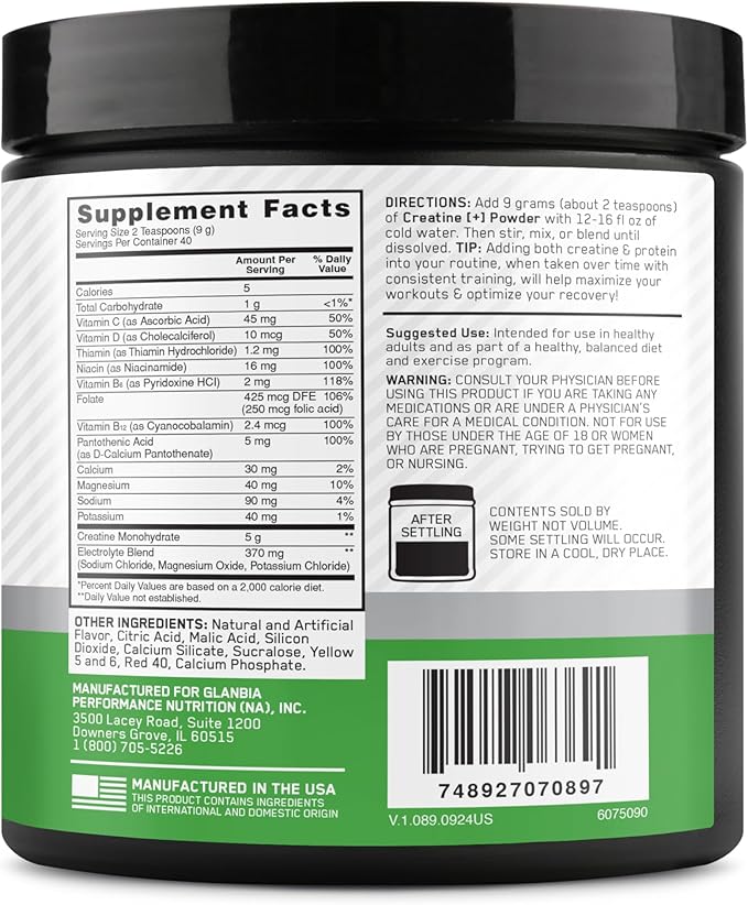 Optimum Nutrition Creatine Monohydrate Plus Powder, Strawberry Peach Flavored Creatine Performance Blend, with Electrolytes for Hydration, Added Vitamins, 40 Servings, 360 Grams (Packaging May Vary)