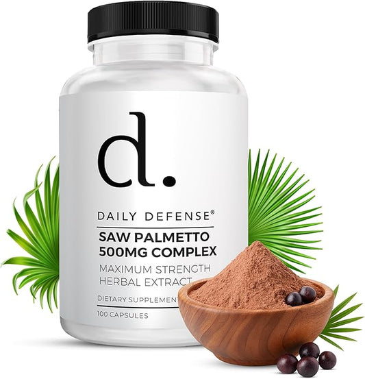 Saw Palmetto Prostate Health Supplement - Hair Growth for Men & Women - Support to Help Maintain Normal Urination Frequency & Natural DHT Blocker to Help Prevent Hair Loss 500Mgs - (100 Capsules)