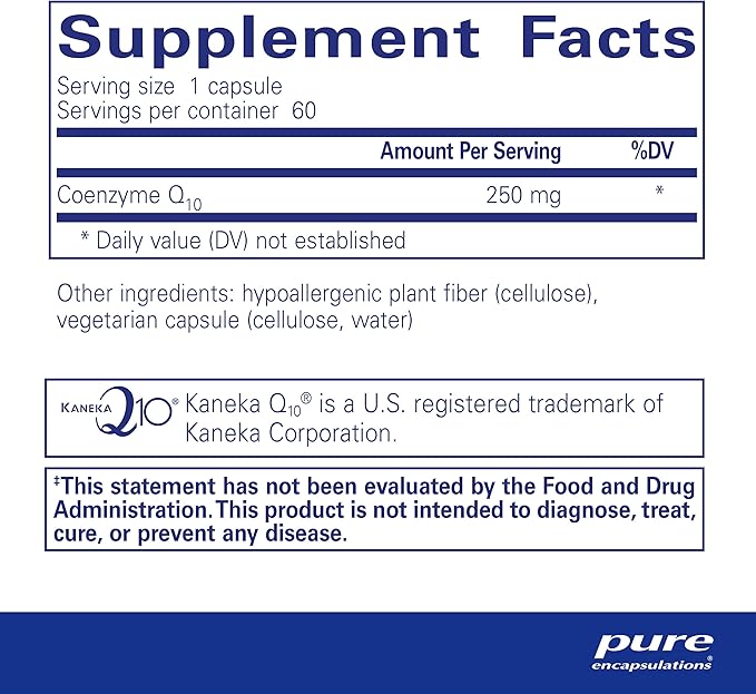 Pure Encapsulations CoQ10-250 mg CoQ10 - Brain Support Supplement* - Mitochondrial & Cellular Energy Support* - Non-GMO & Vegetarian - 60 Capsules